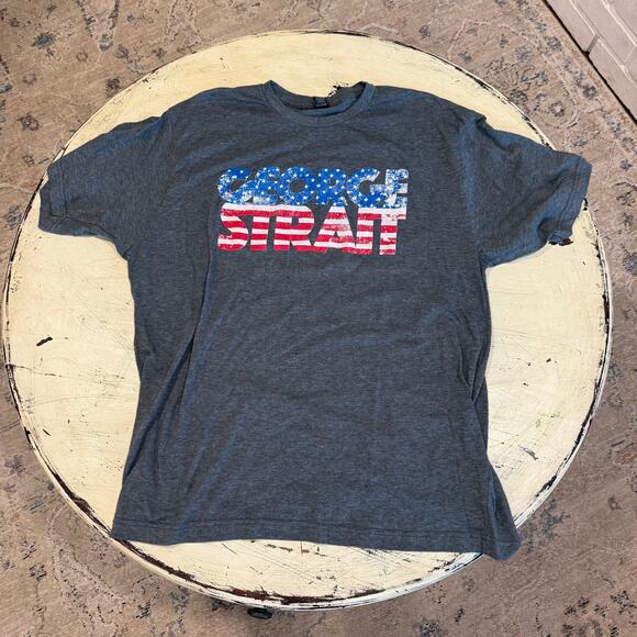 George Straight Country Gray Flag Tee Size XL Fair Western - Picture 1 of 7